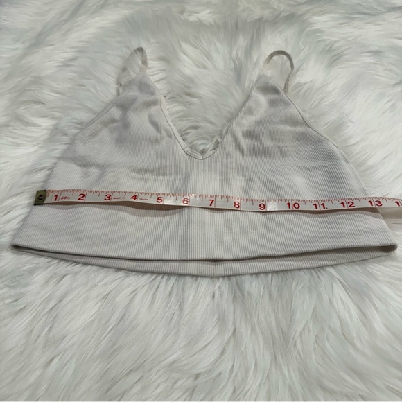 Free People Intimately Seamless Ribbed V Neck Crop Bra Tank Top White - Picture 12 of 15